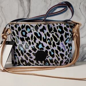 Consuela Blue and Black Crossbody Bag with Structured Design